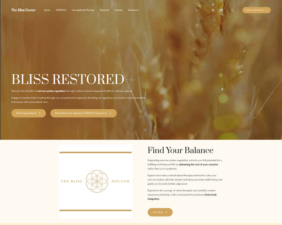 Bliss Doctor's Portfolio Home Page