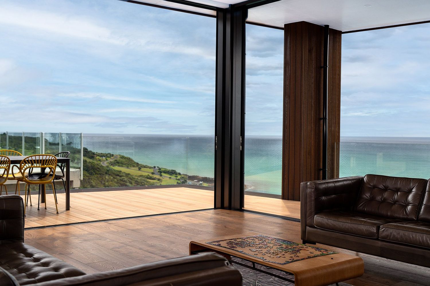 Luxury interior architectural photography of a modern home overlooking Manu Bay in Raglan by Flax Cove Studio