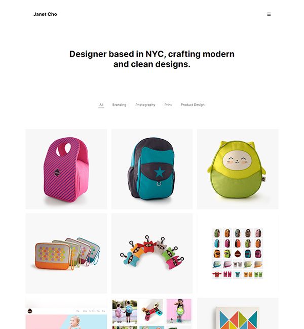 Janet Cho Portfolio Website Examples