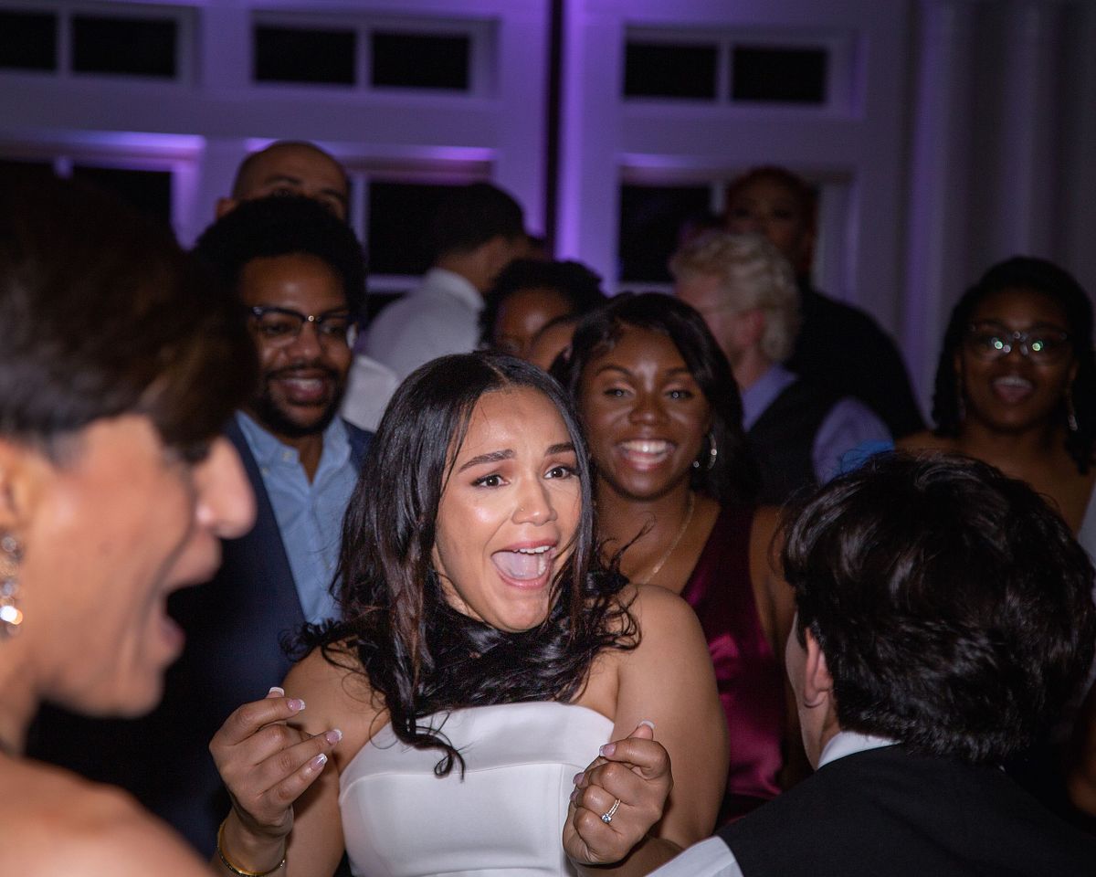 bride dancing at baywood wedding's ball room