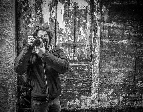 Federico at work in the streets of Venice.