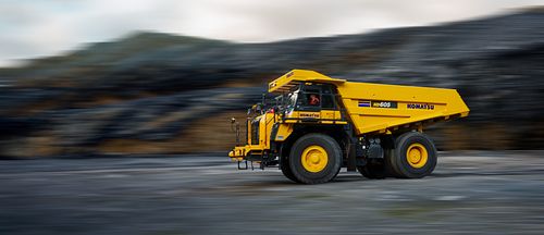 Komatsu HD605 in Motion at Roadstone Quarry - Website Header