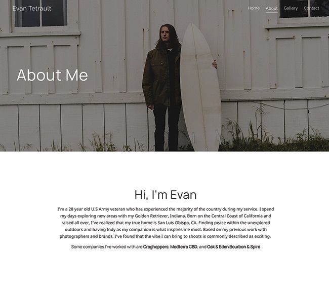 Evan Tetrault About Me Page