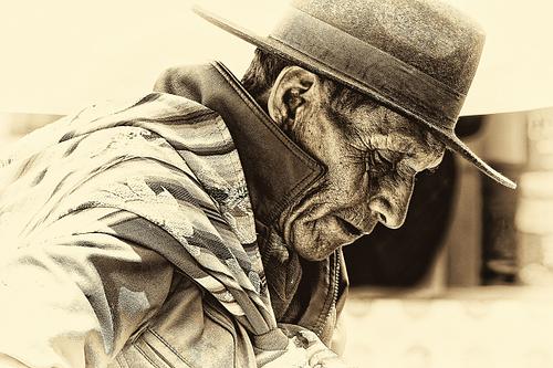 Portrait en sepia d'un homme de Bolivie