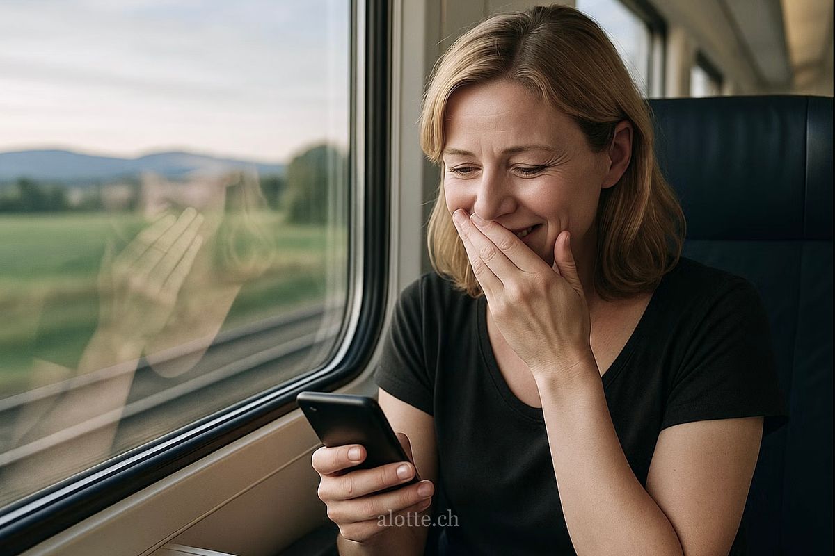 Image of a lady getting emotional on a train after reading creative content | Martin Potter