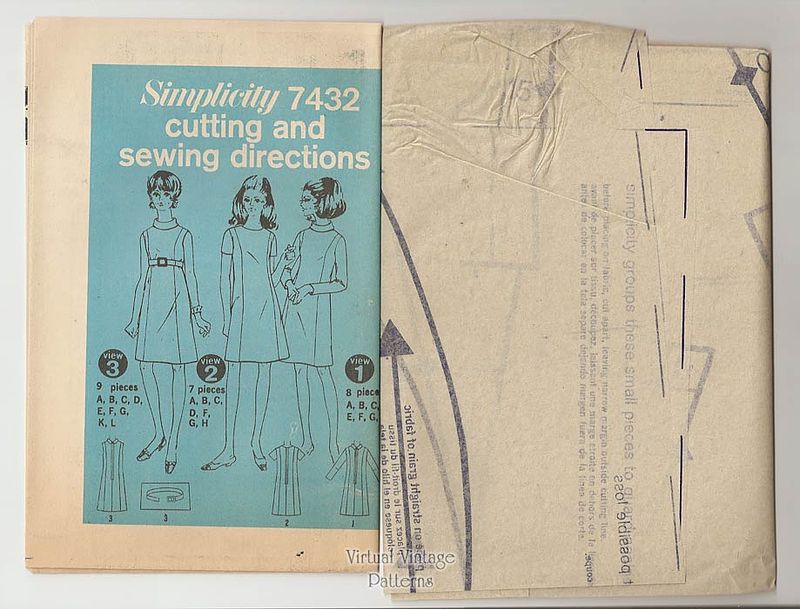 60s Empire Waist A Line Dress Pattern, Simplicity 7432 | Virtual Vintage