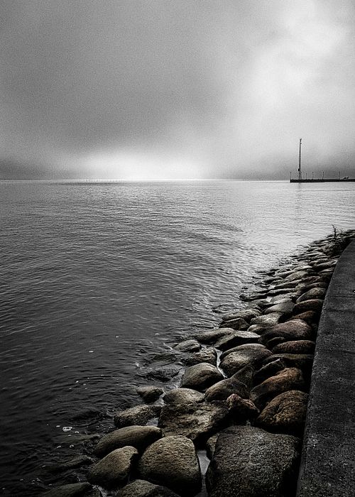#water #sea #fog #landscape #stone