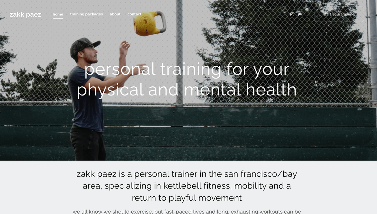 Zakk Paez personal training website