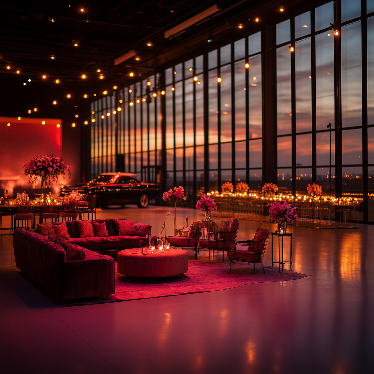 Professional corporate event space setup