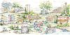 Sheffield in England Cityscape Illustration Capturing Historical Landmarks and Nostalgia