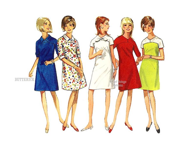 chinese dress ladies 1960s Pattern: Mod A-Line, V-Back, Jiffy Dress 'Easy to Sew'