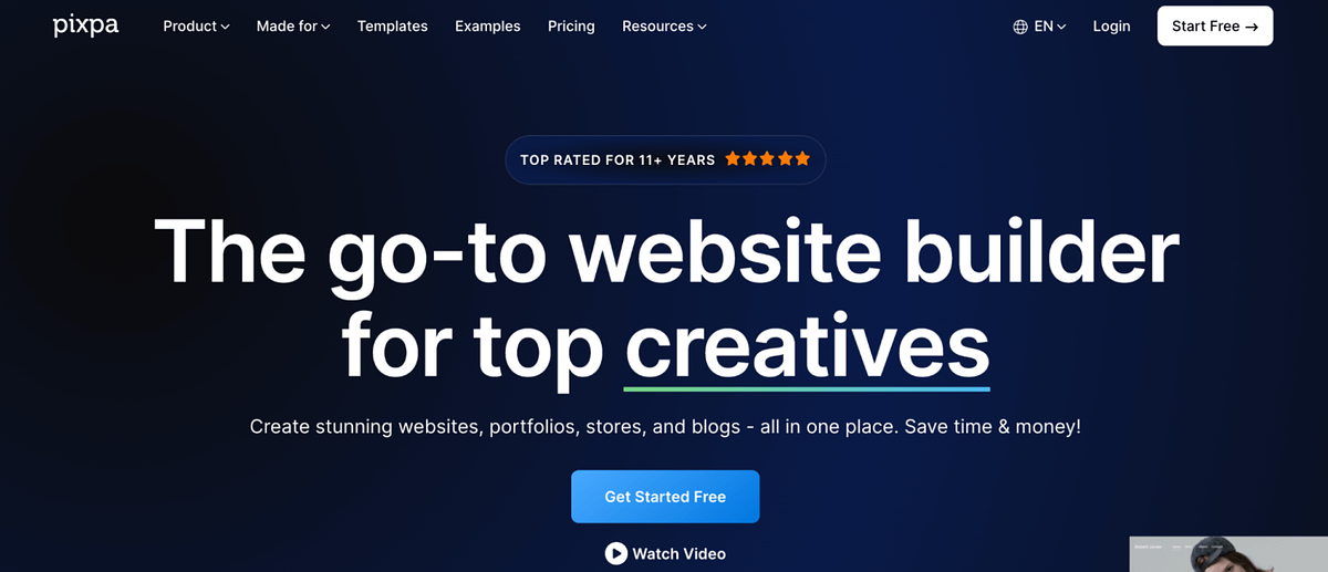 Zrzut ekranu z PixpaStrona główna użytkownika