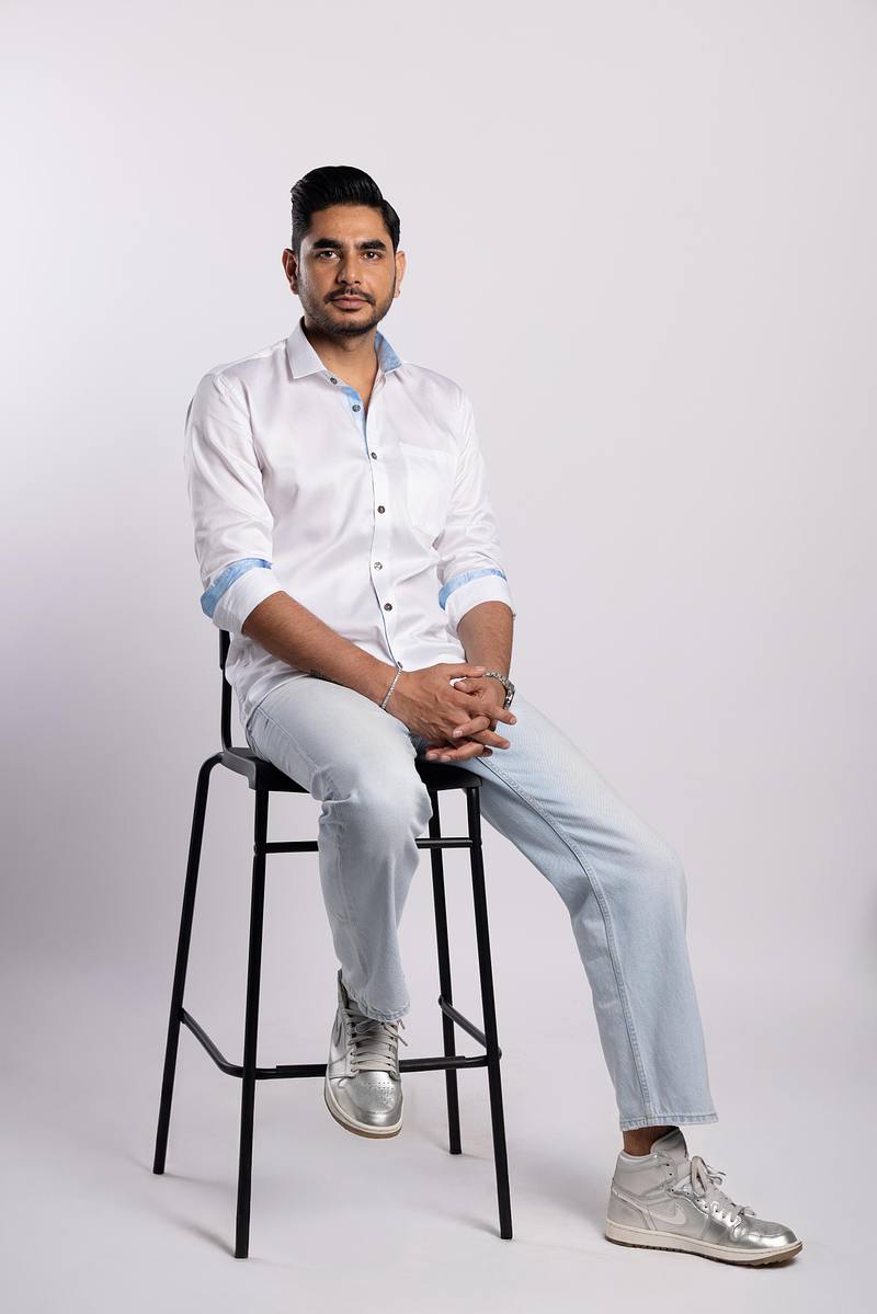 Signature White Premium Cotton Shirt - Summer Sky