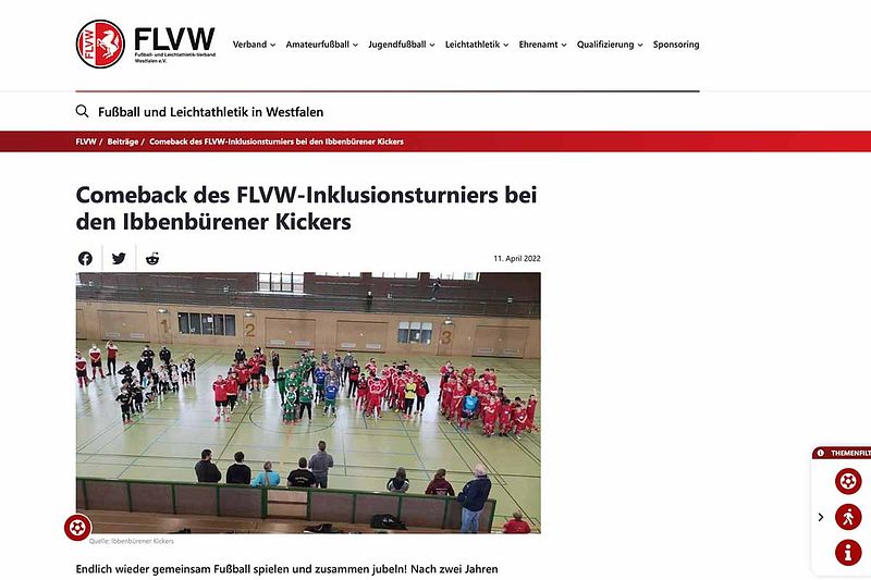 Comeback des FLVW-Inklusionsturniers bei den Ibbenbürener Kickers