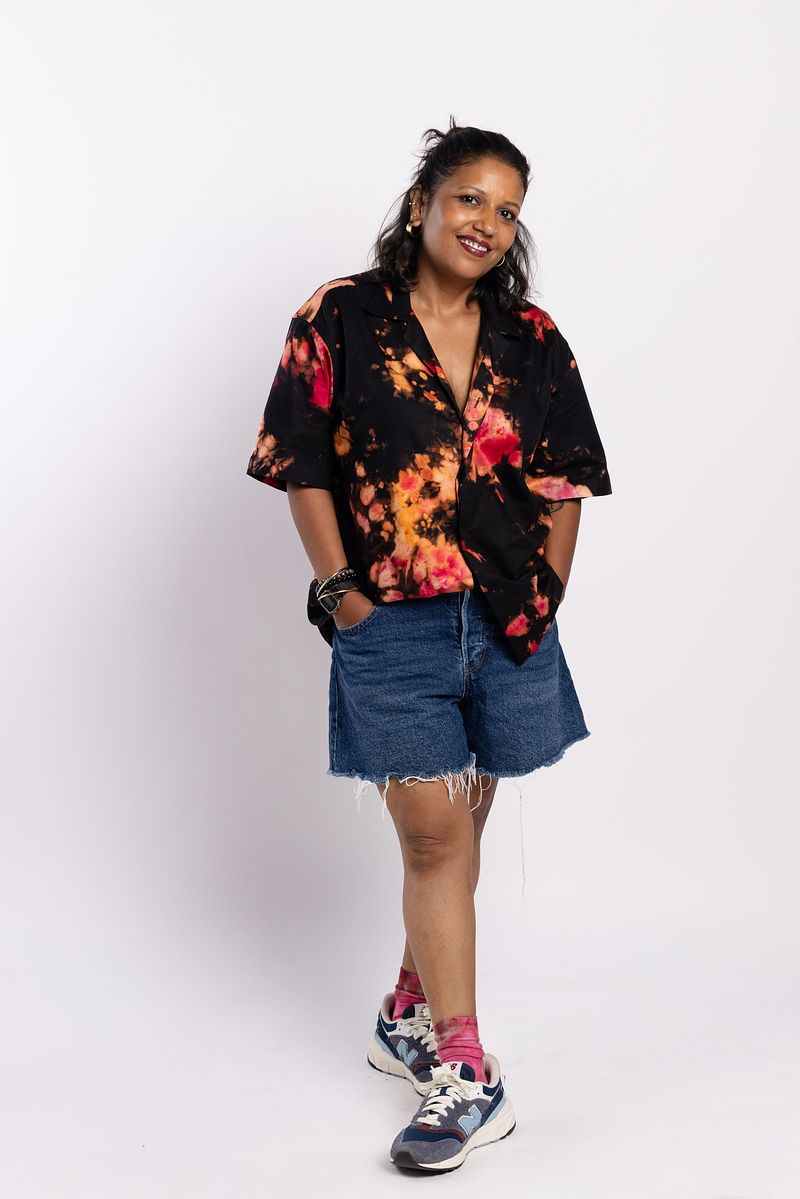 Cuban Collar Shirt Reverse Dyed Eclipse Night (Black Rose)