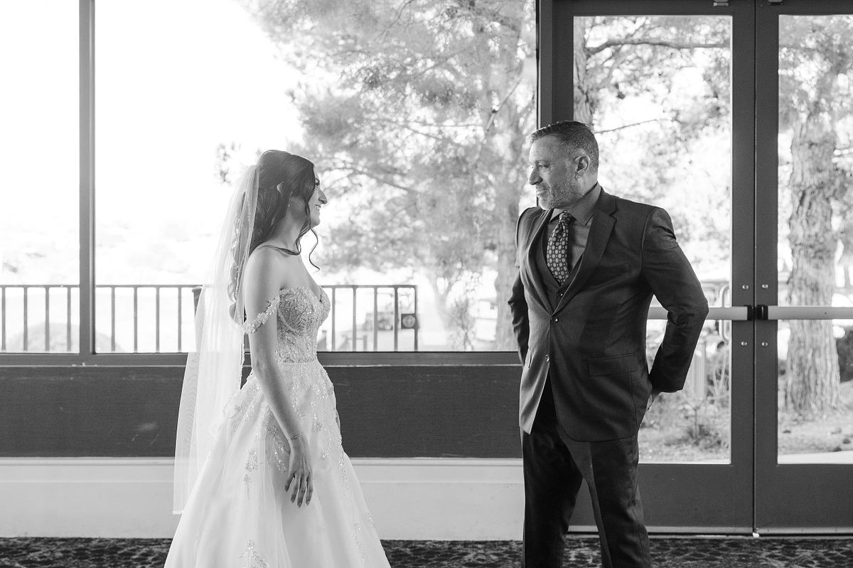 First Look with Father Fall Wedding at The Revere Golf Club, Henderson Las Vegas Nevada 2024