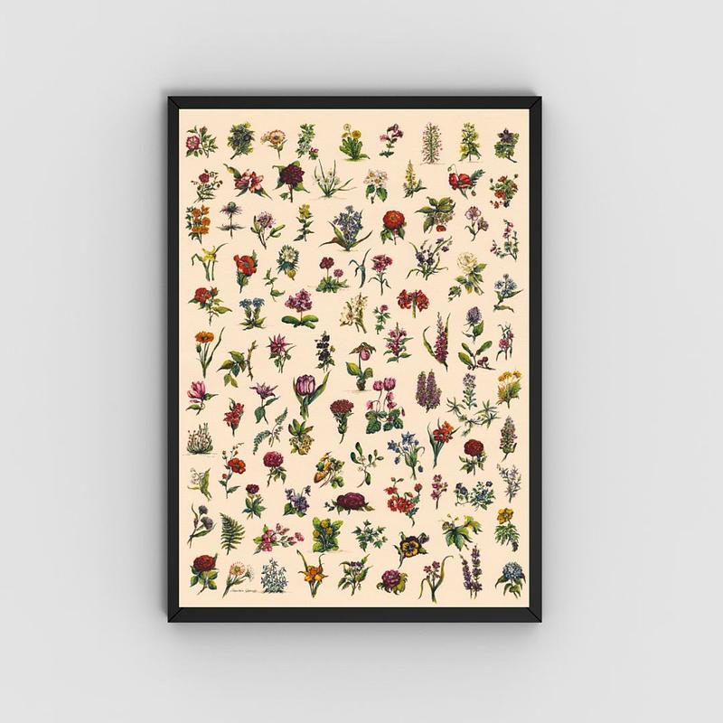 Ditsy Vintage Floral Art in Watercolour and Pen