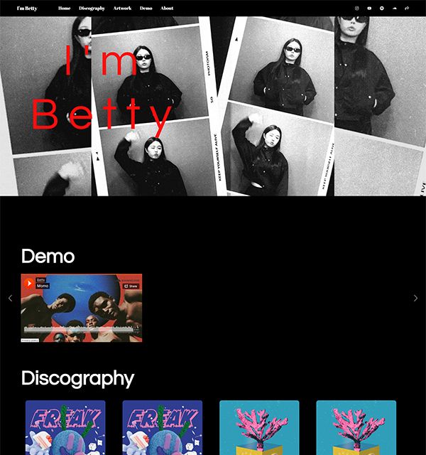 Beispiele für Betty Portfolio-Websites