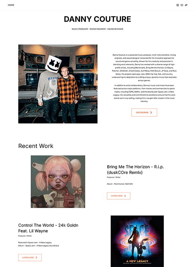 Ejemplos de sitios web de carteras de Danny Couture