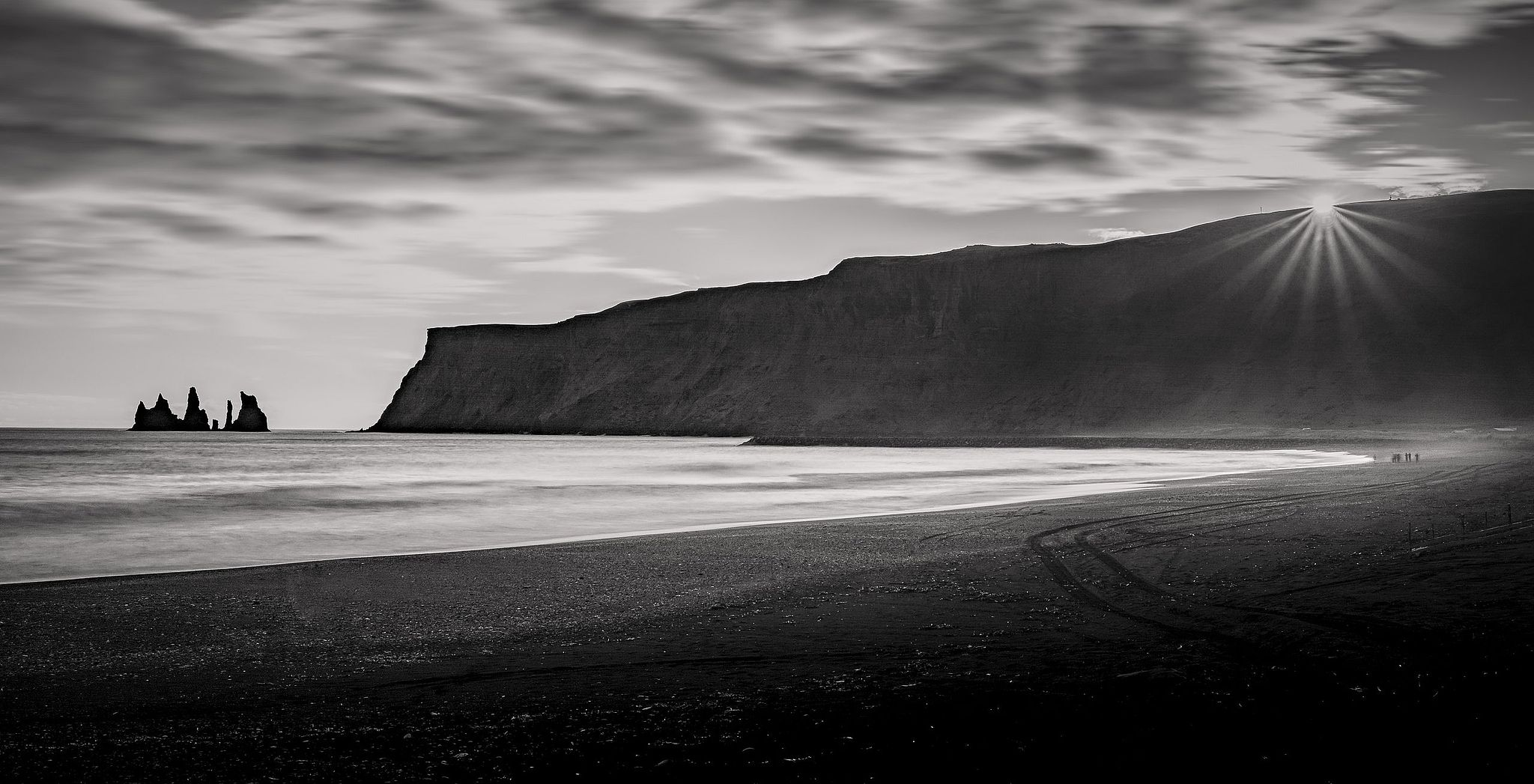 Reynisfjara Beach As Sun Disappears - Iceland