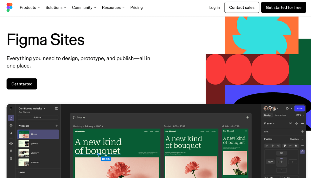 Zrzut ekranu strony głównej Figmy