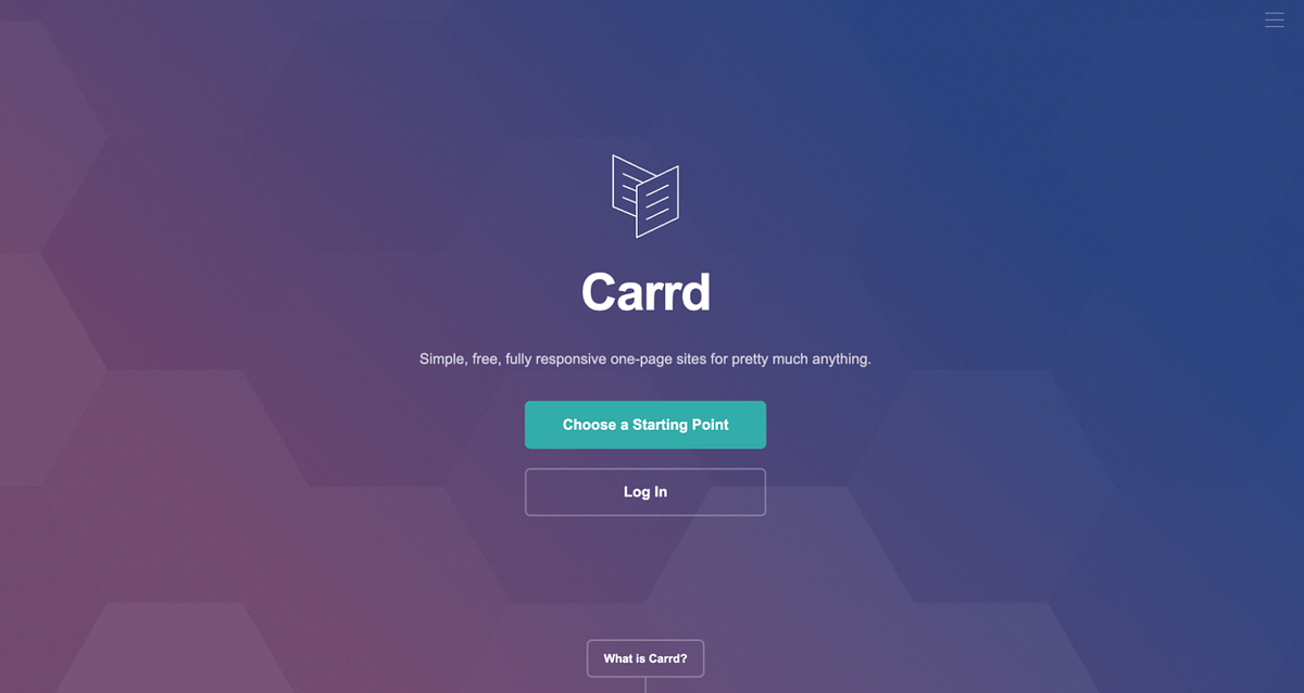 Homepage screenshot of Carrd