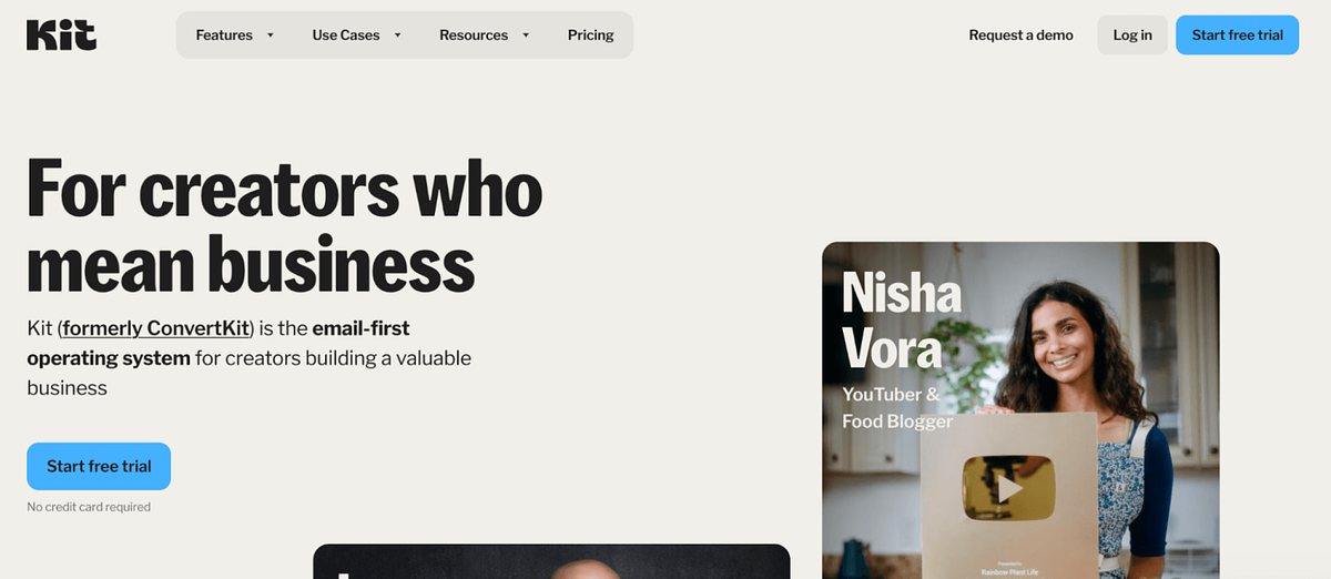 Image of Kit's homepage