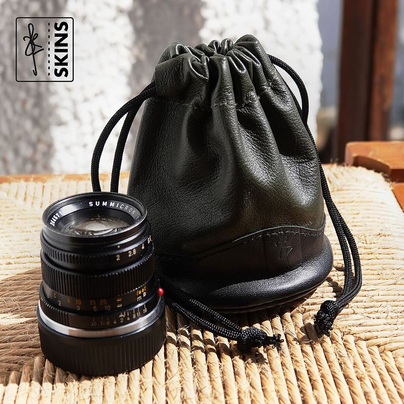 Skins: Siluk Drawstring Leather Camera Lens Pouch